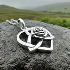 Celtic Rose Heart Necklace in Sterling Silver