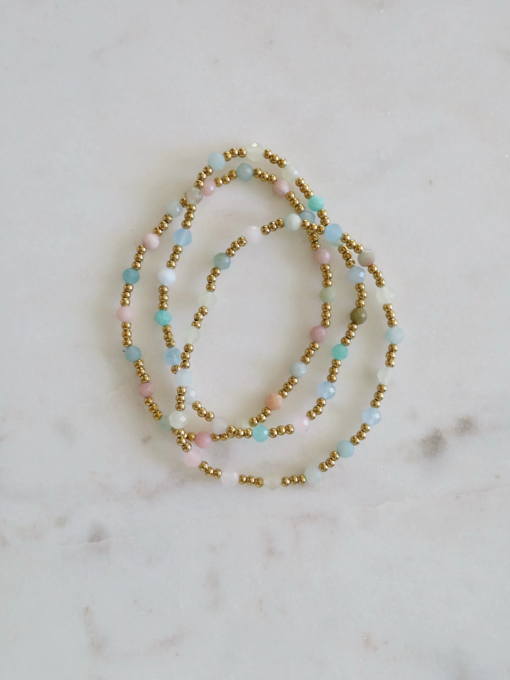 Gold Beaded Kyla Crystal Waterproof Non-Tarnish Bracelets by Curated By Suarez