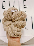 Tan Sherpa Oversized Scrunchy by Evie Pearl Handmade