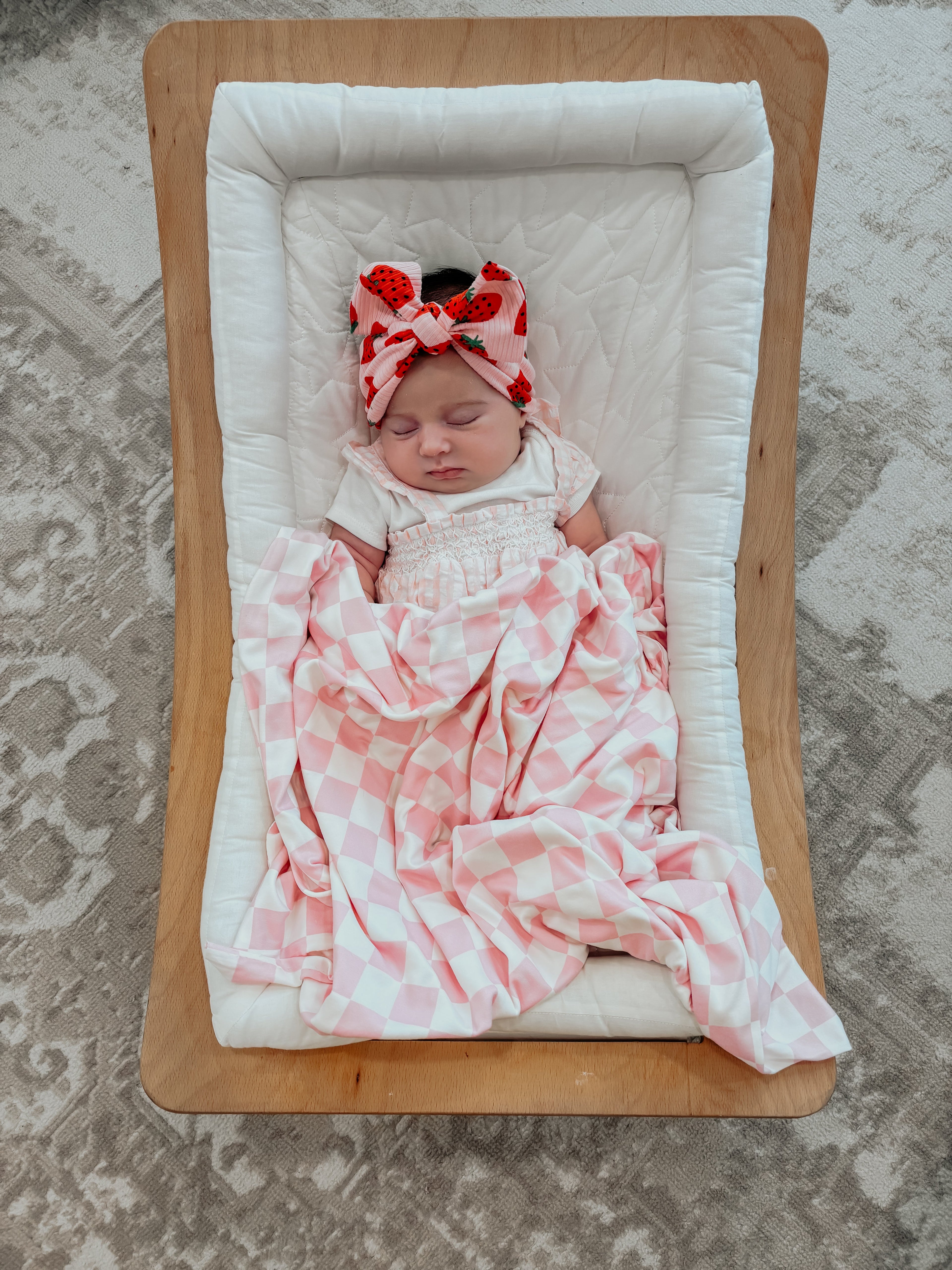 Sugar Pink & White Checkered Stretch Swaddle