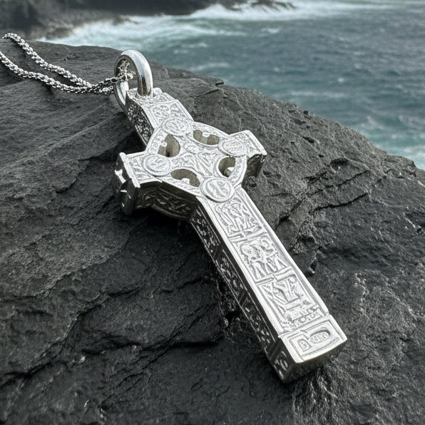 Artisan Irish Clonmacnoise Cross Necklace - Made in Ireland