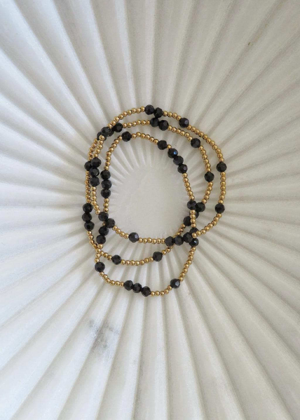 Gold Beaded Kyla Crystal Waterproof Non-Tarnish Bracelets by Curated By Suarez