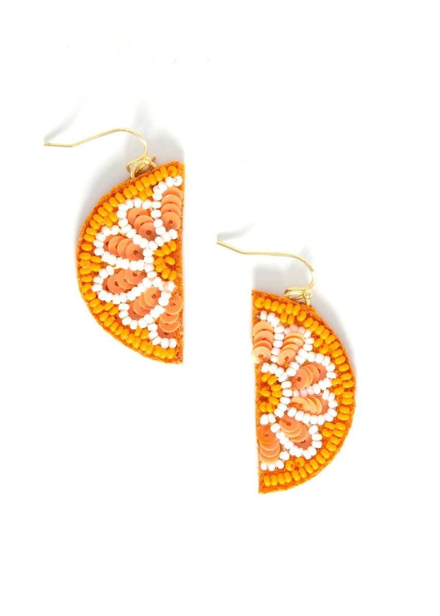 Citrus Fruit Slice Beaded Earrings - Orange or Lime by Fair Anita