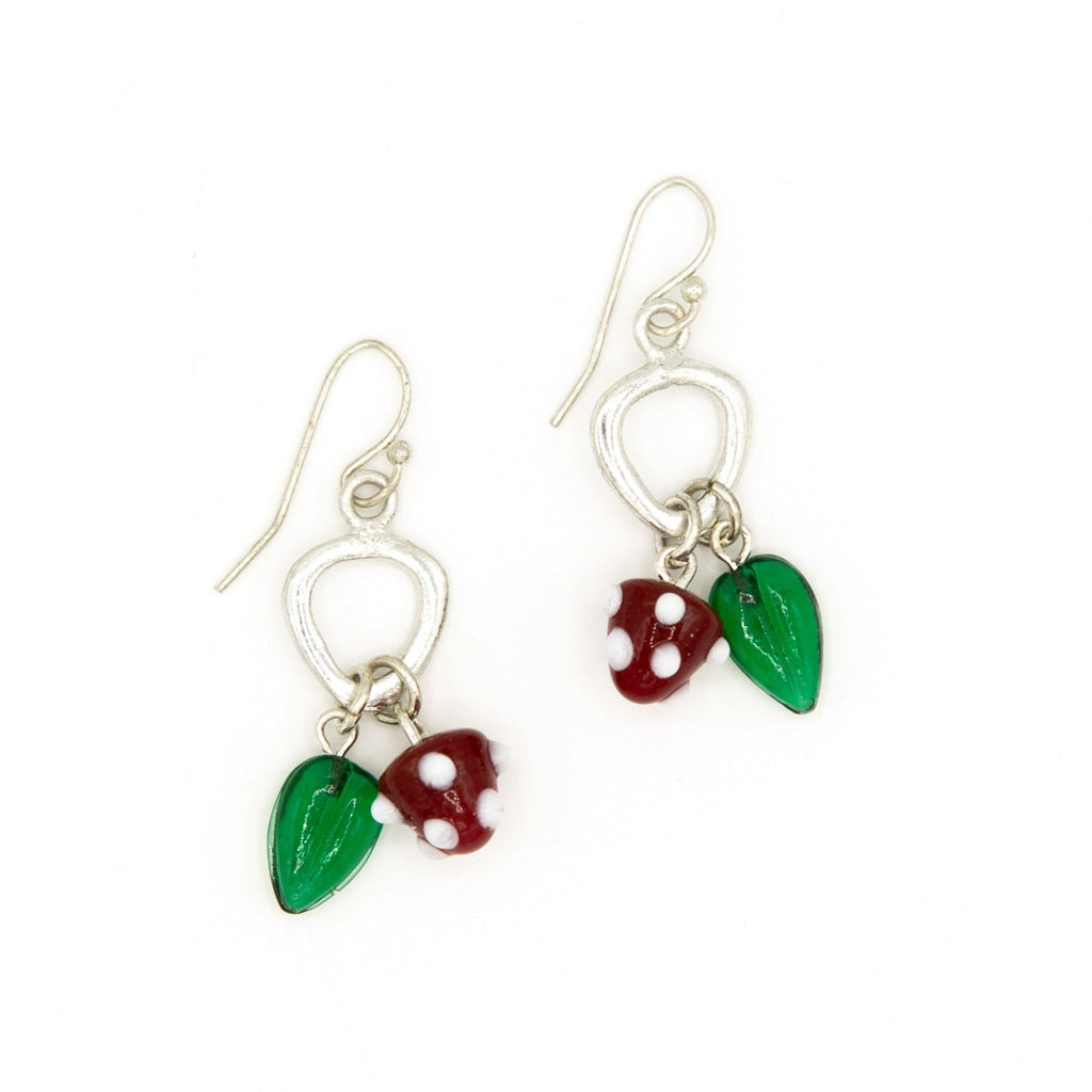 Glass Charm Earrings - Strawberry