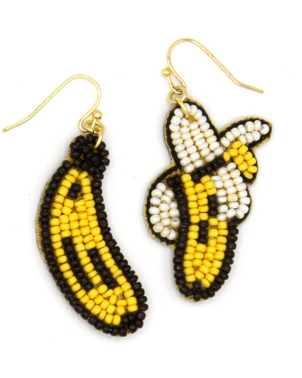 Beaded Fruit Earrings - Banana