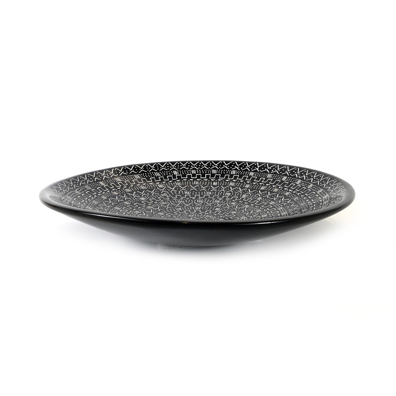 Mud Cloth Black Platter - 12"
