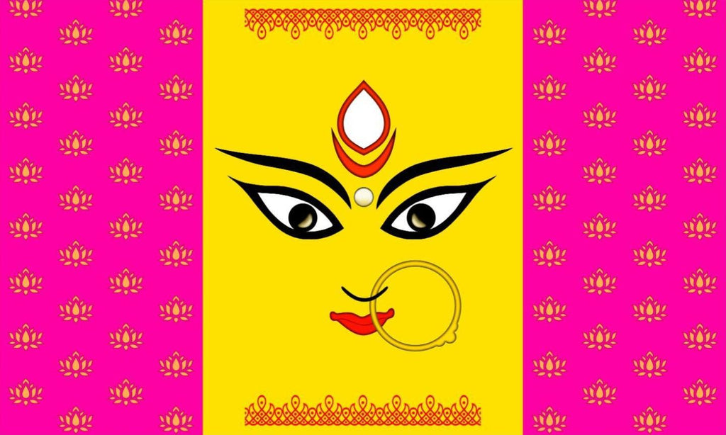 5x8 Feet Durga Fabric Reusable Backdrop Banner for Durga Pooja/Navratri (AS1489)