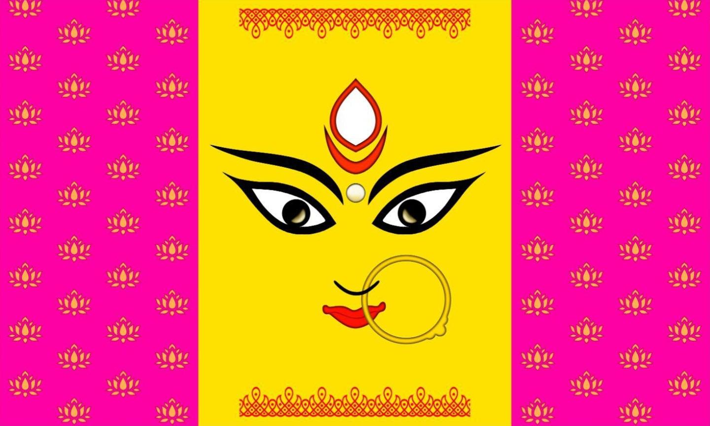5x8 Feet Durga Fabric Reusable Backdrop Banner for Durga Pooja/Navratri (AS1489)
