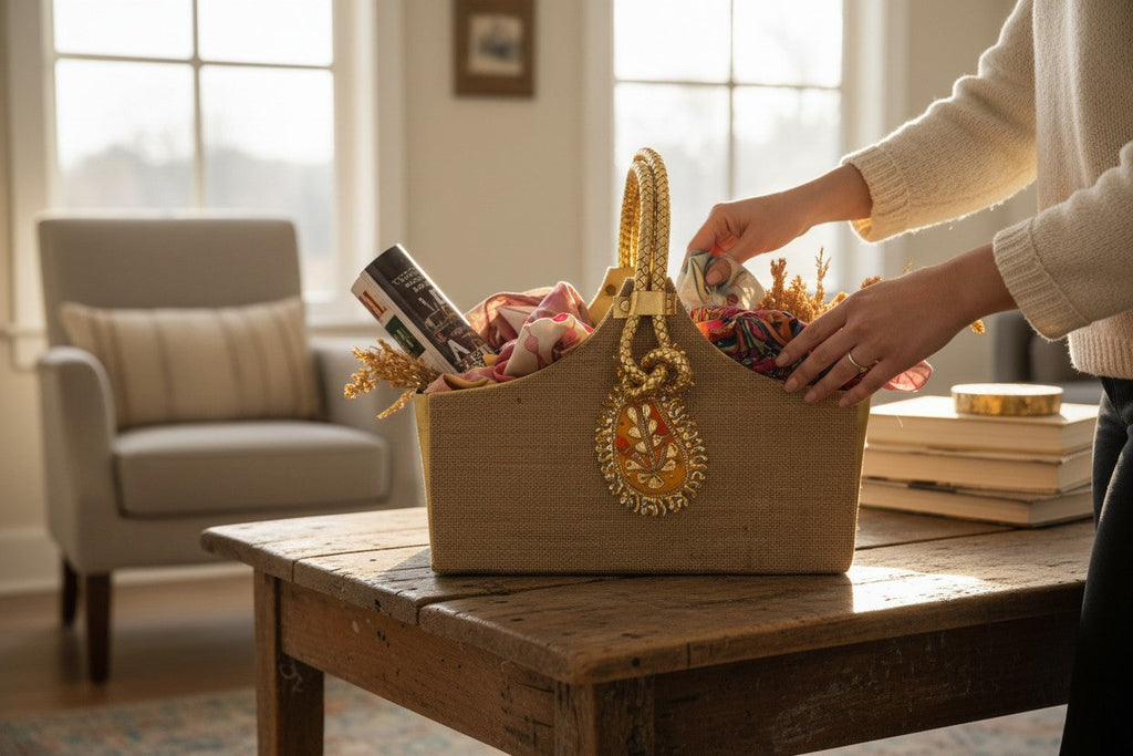 Foldable Jute Gift Basket