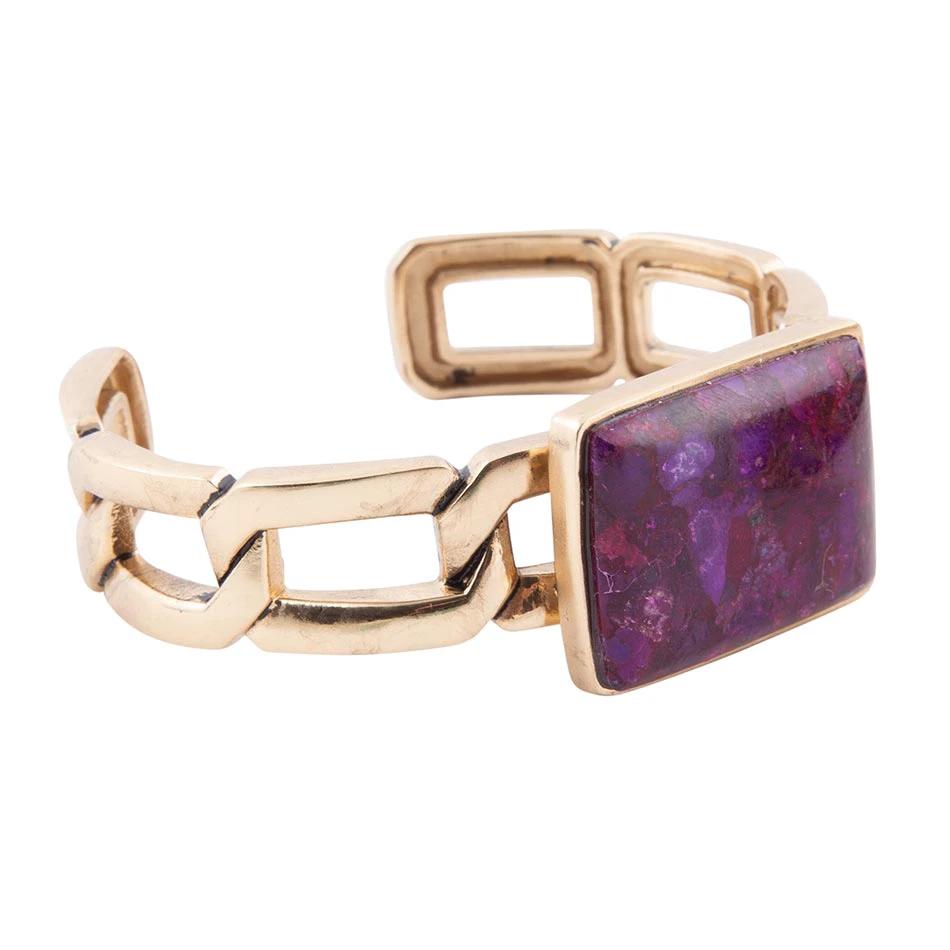 Purple Turquoise Golden Cuff Bracelet by Barse Jewelry