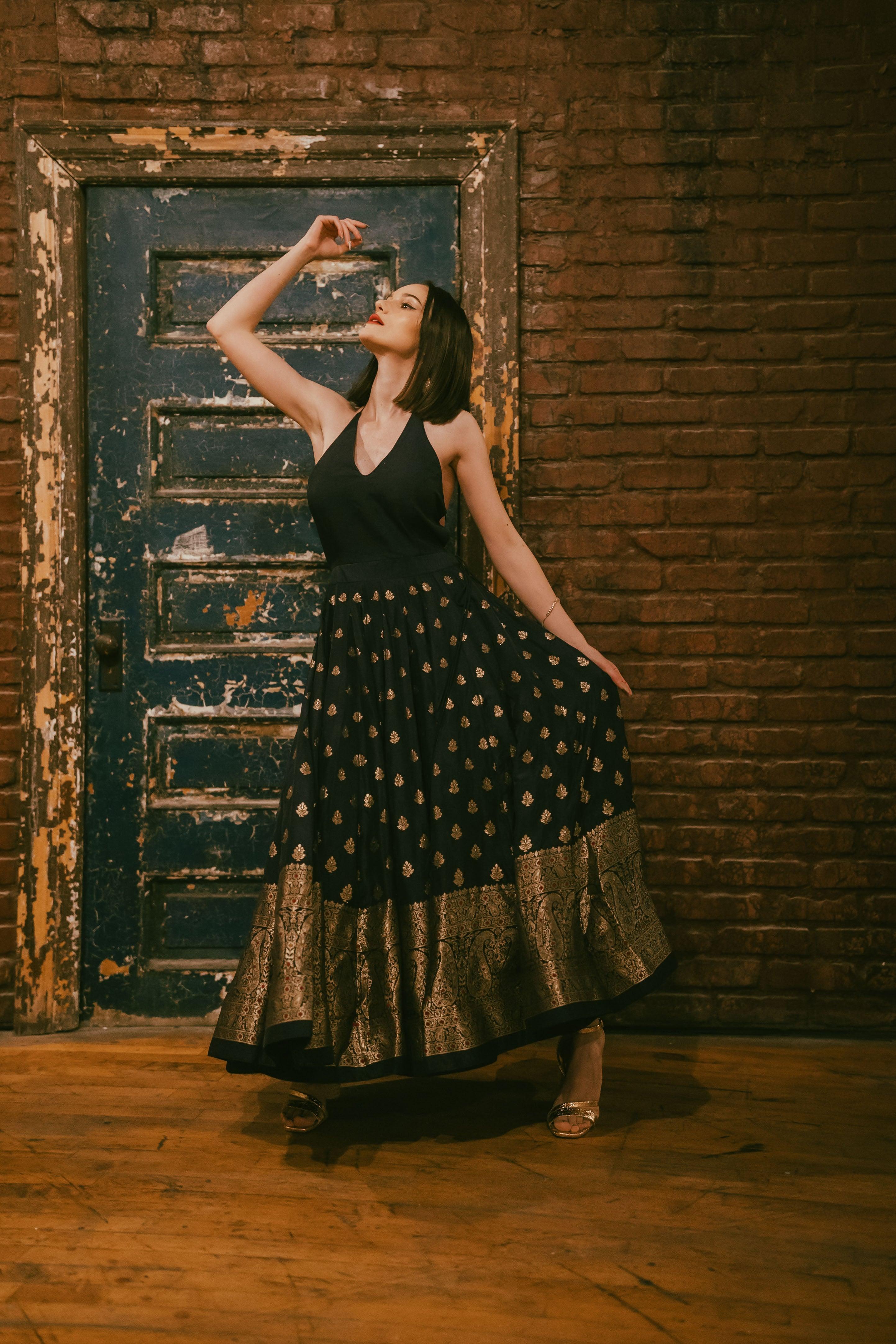 Alastair Blue and Gold Gown with Banarasi Border