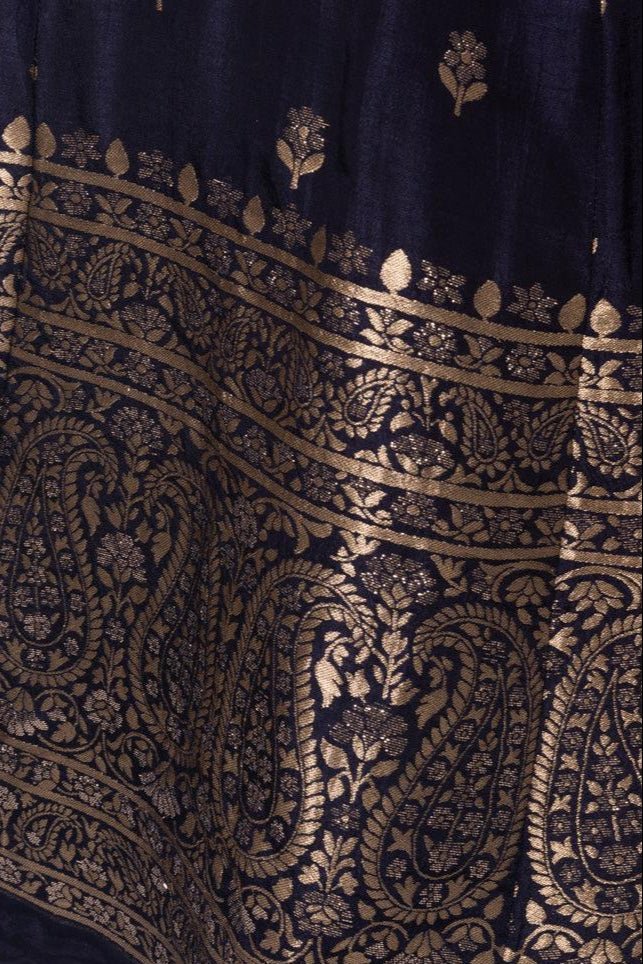Alastair Blue and Gold Gown with Banarasi Border
