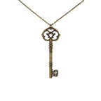 Antique Key Pendant Necklace in Aged Brass Tone or Silver by The Bullish Store