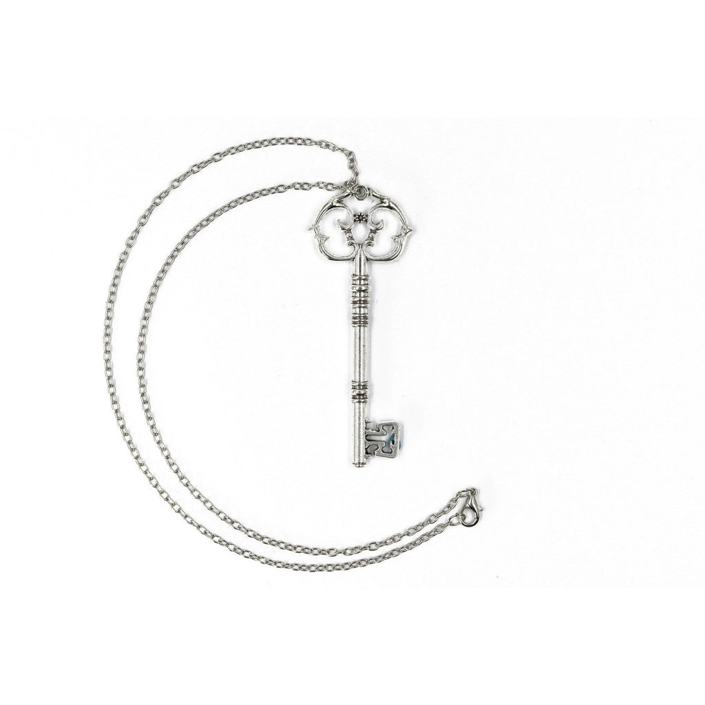 Antique Key Pendant Necklace in Aged Brass Tone or Silver by The Bullish Store