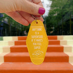 Anything is a Superfood If It Makes You Feel Super Motel Style Keychain in Queso Gold by The Bullish Store