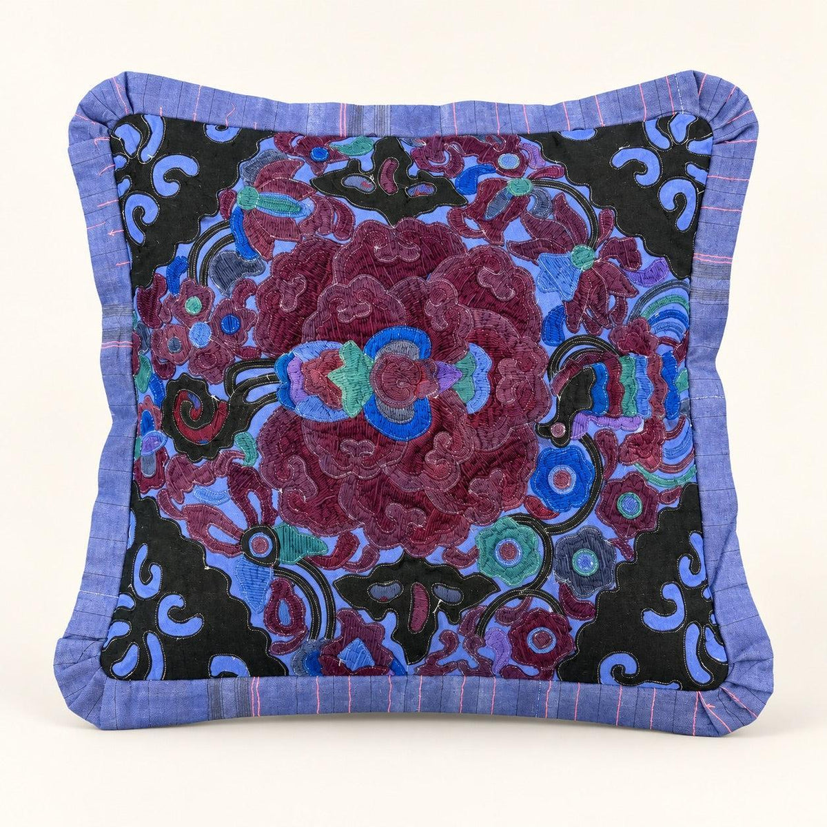 Applique Vintage Flower Handmade Cushion - Thailand