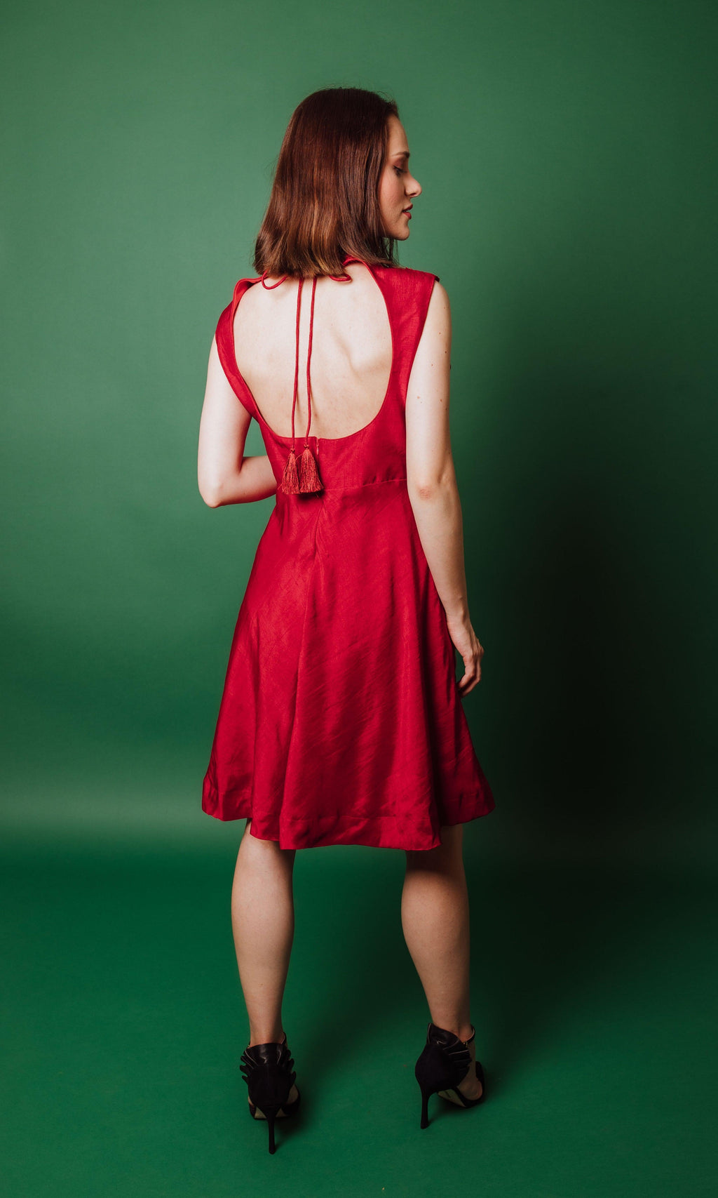 Arella Hand Embroidered Red Short Dress