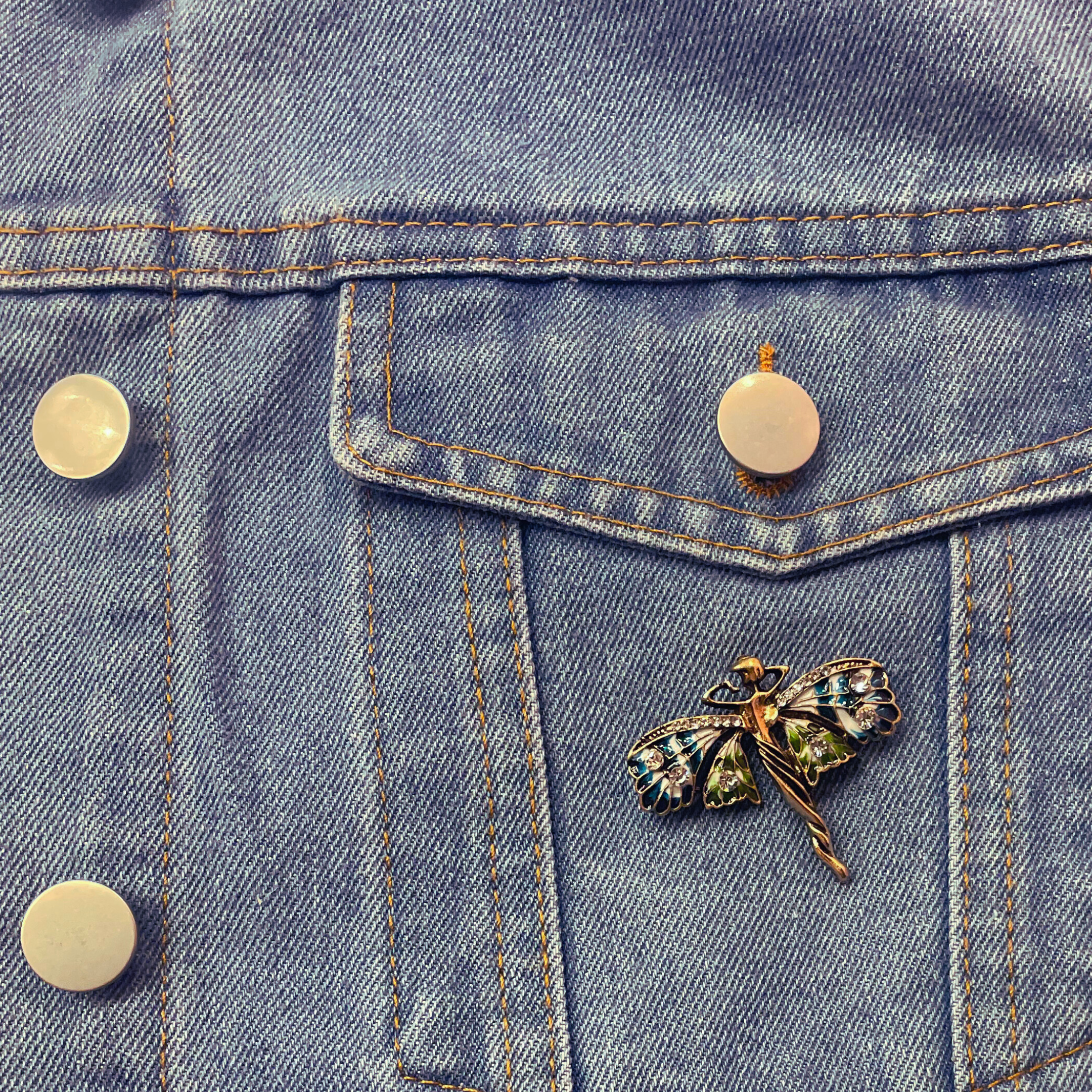 Art Nouveau Fairy Brooch | Vintage Enchanted Fairytale Pin 1.8" x 1.6"