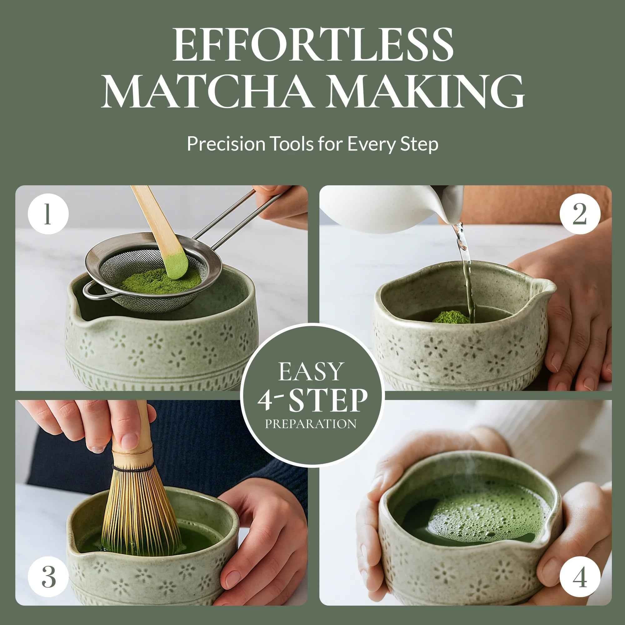 Matcha Whisk Set — Bamboo Chasen + Ceramic Chawan Gift Set