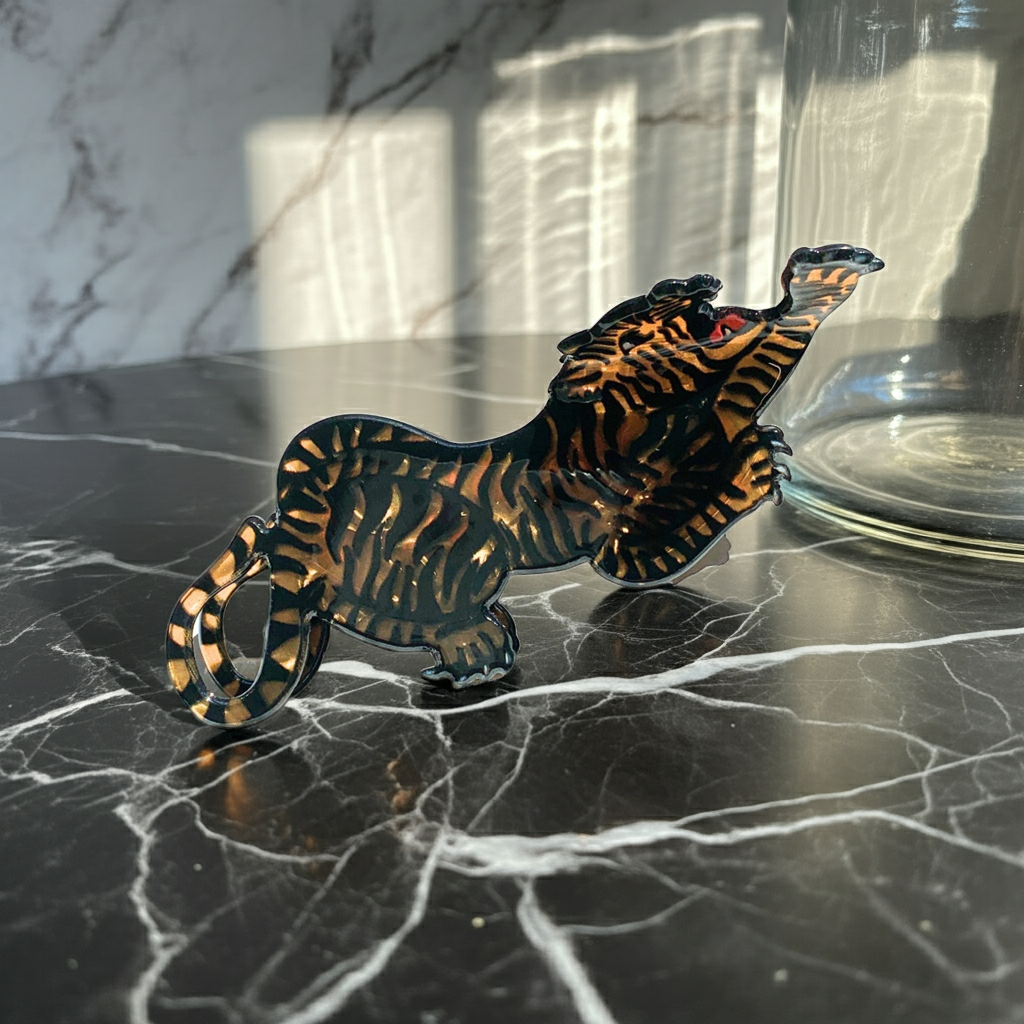 "Attack" Style Tiger Hair Clip | Claw Clip in Velvet Travel Bag