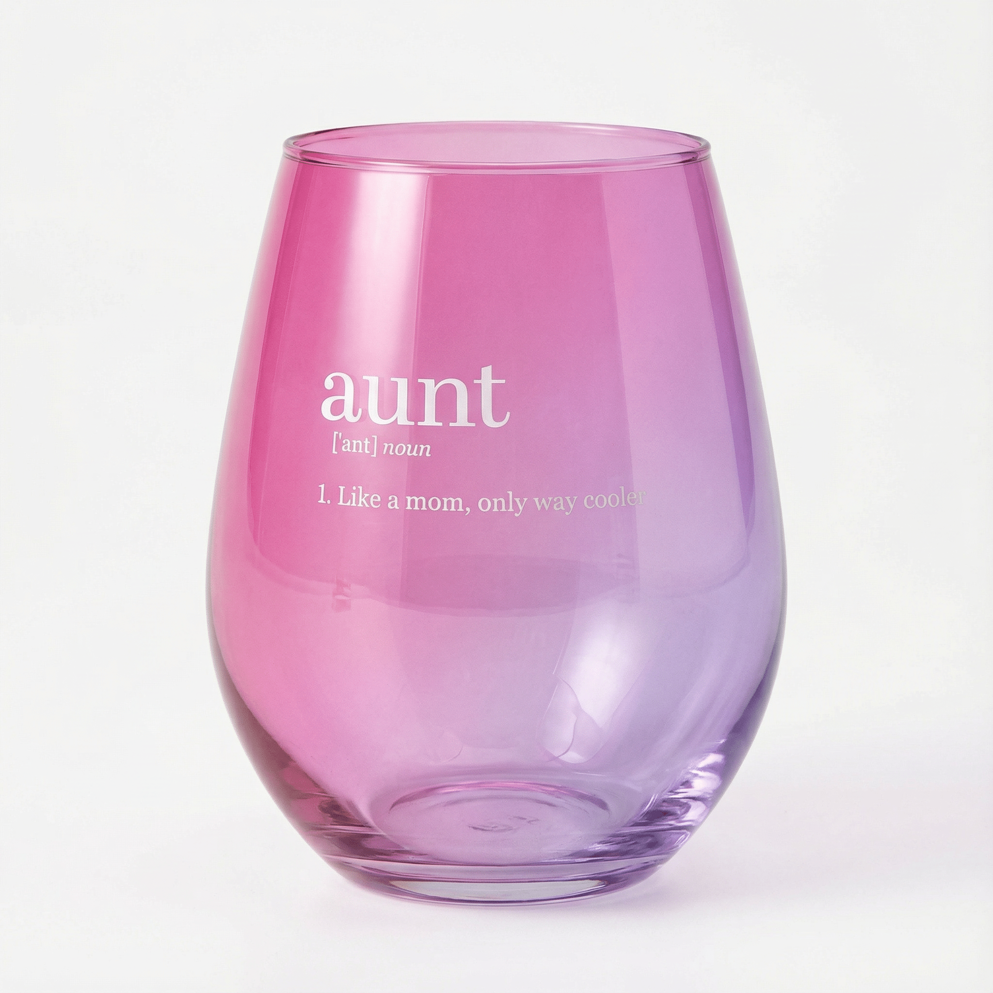 Aunt Jumbo Stemless Wine Glass in Pink | 30 Oz. | Holds an Entire Bottle of Wine