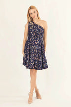 Azurine Blue One Shoulder Short Dress by Raas