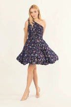 Azurine Blue One Shoulder Short Dress by Raas