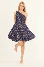 Azurine Blue One Shoulder Short Dress by Raas