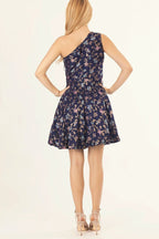 Azurine Blue One Shoulder Short Dress by Raas