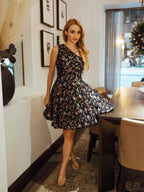 Azurine Blue One Shoulder Short Dress by Raas