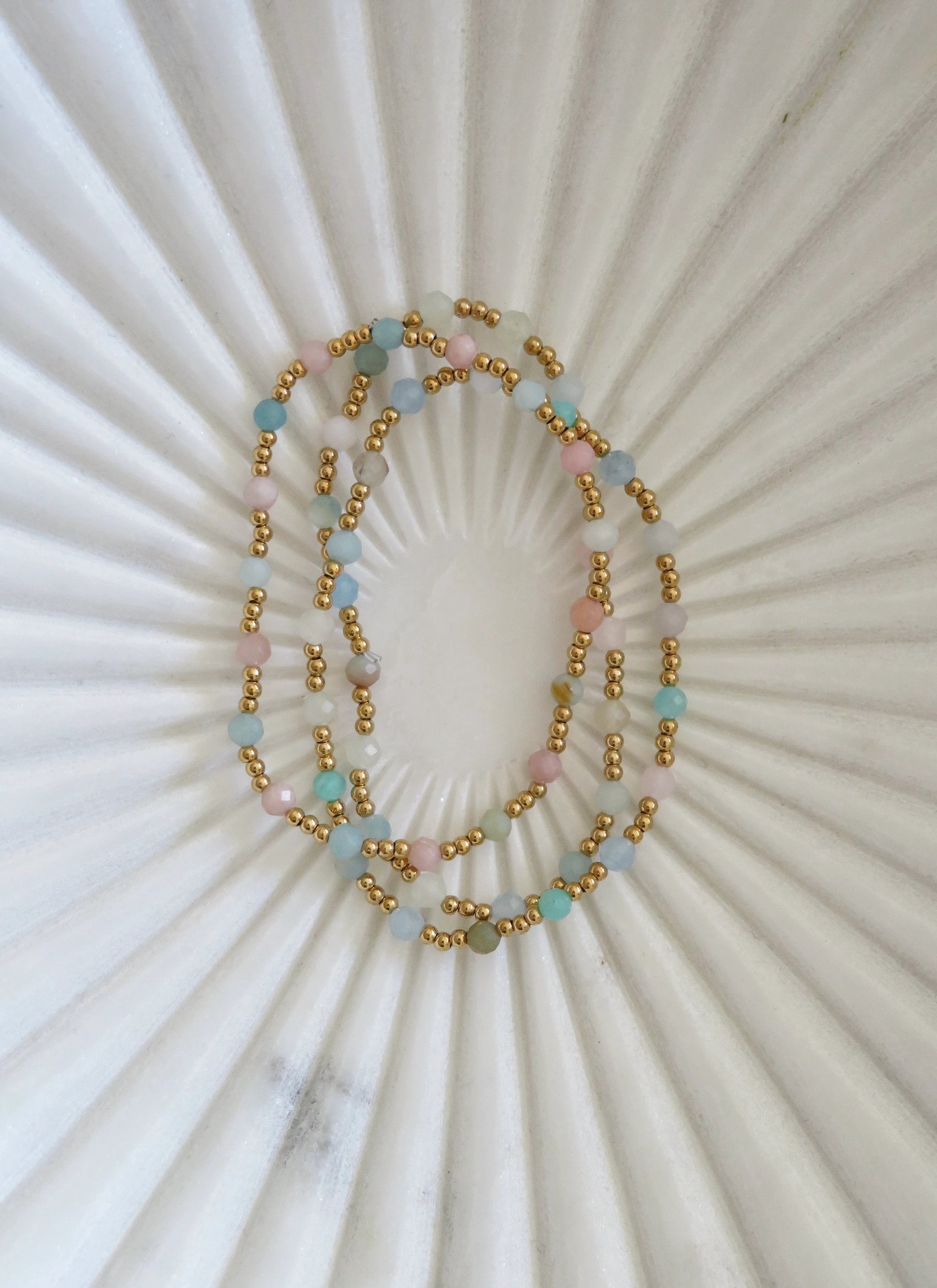 Gold Beaded Kyla Crystal Waterproof Non-Tarnish Bracelets by Curated By Suarez