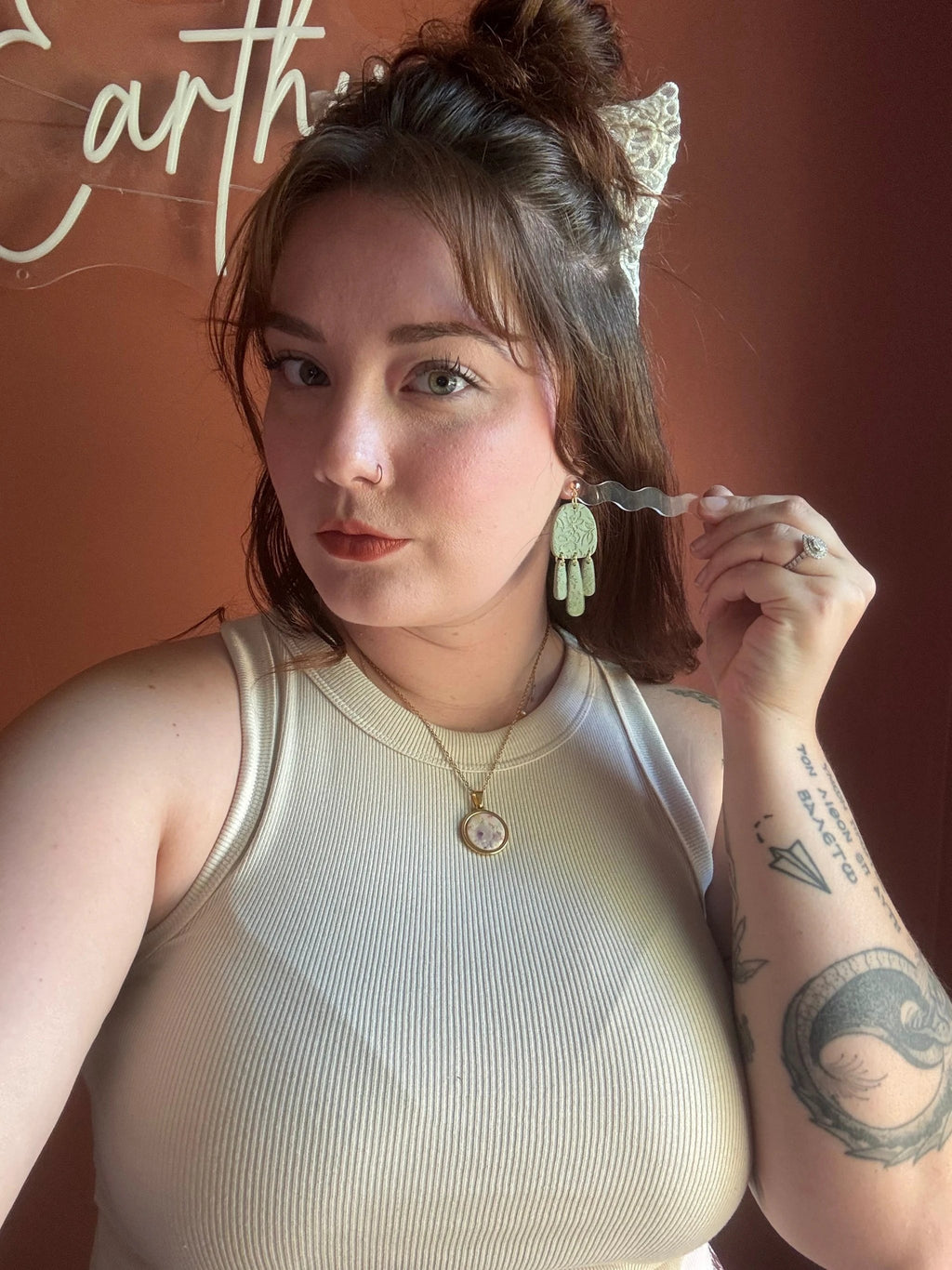 Amy, Green Floral Pressed by Shop Something Earthy
