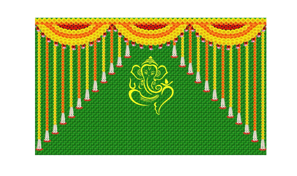 5x8 Feet Fabric Reusable Lord Ganesha Backdrop Banner for Wedding, Housewarming, Any ausipious occaions or pooja (1003)