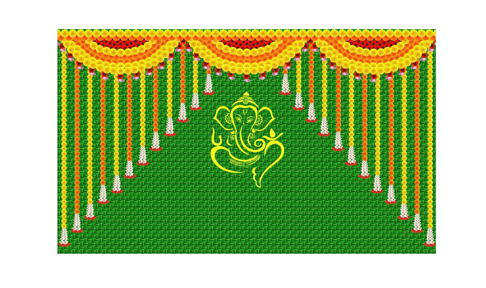 5x8 Feet Fabric Reusable Lord Ganesha Backdrop Banner for Wedding, Housewarming, Any ausipious occaions or pooja (1003)