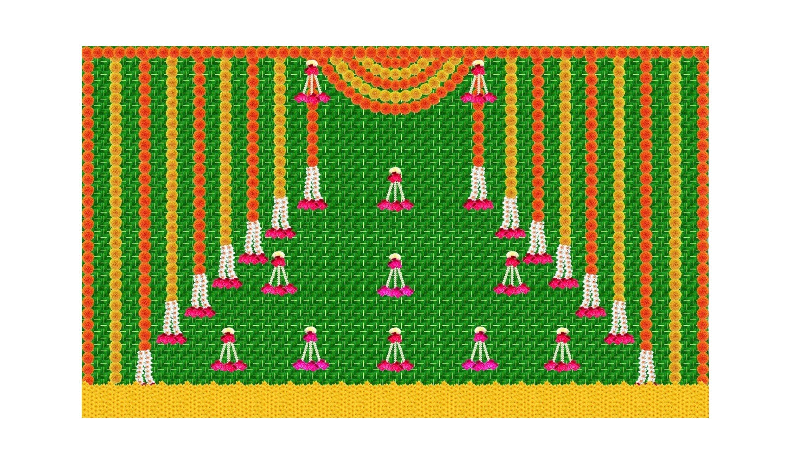 Traditional Indian Backdrop for Diwali, Wedding, Housewarming - 5 x 8 Feet Fabric Backdrop (1006)