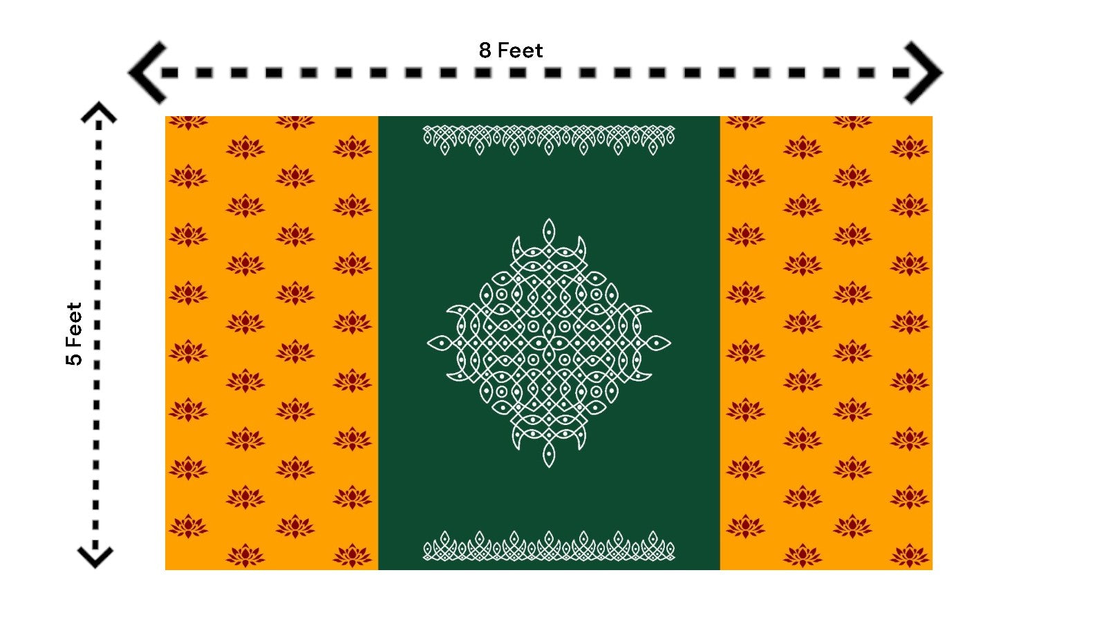 5x8 Feet Fabric Reusable Muggu or Kolam Backdrop Banner for Wedding, Seemantham Ceremony, Muggu Housewarming, any Auspicious occasions or pooja (1007)