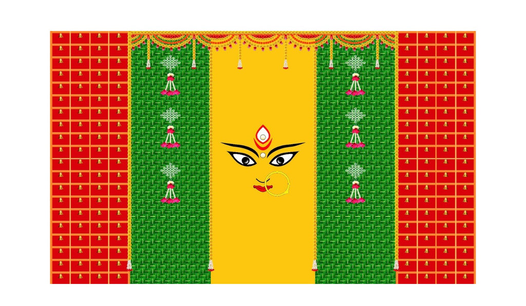 5x8 Feet Durga Fabric Reusable Backdrop Banner for Durga Pooja/Navratri (1032)