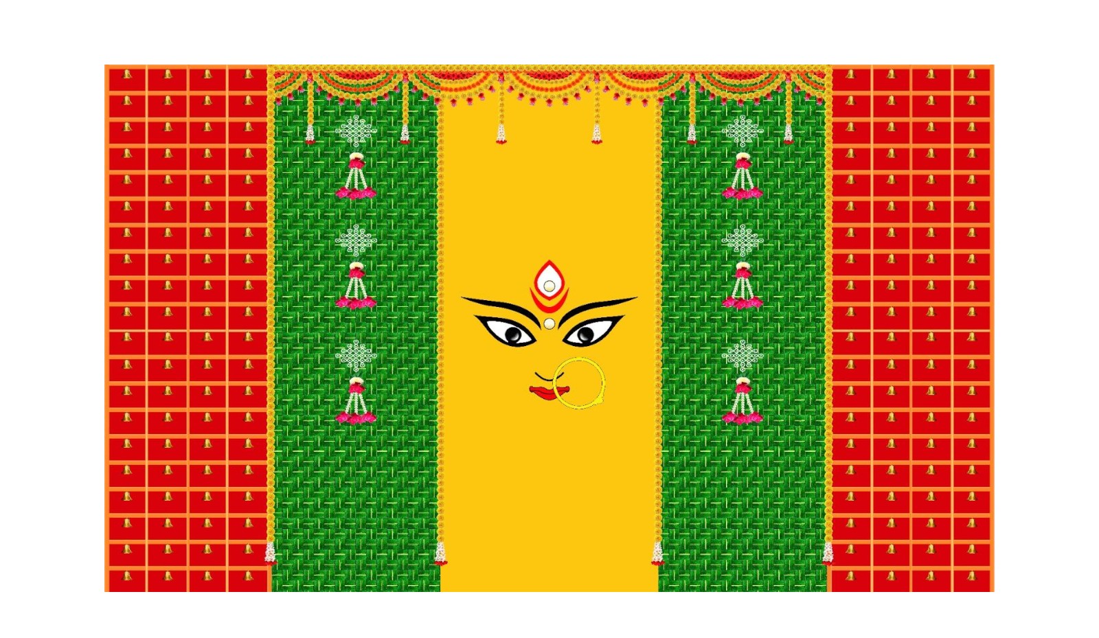 5x8 Feet Durga Fabric Reusable Backdrop Banner for Durga Pooja/Navratri (1032)