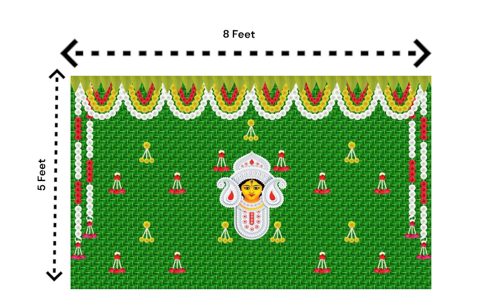 5x8 Feet Durga Fabric Reusable Backdrop Banner for Durga Pooja/Navratri (1036)