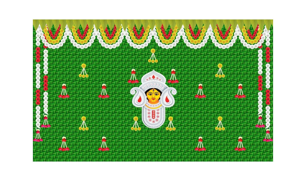 5x8 Feet Durga Fabric Reusable Backdrop Banner for Durga Pooja/Navratri (1036)