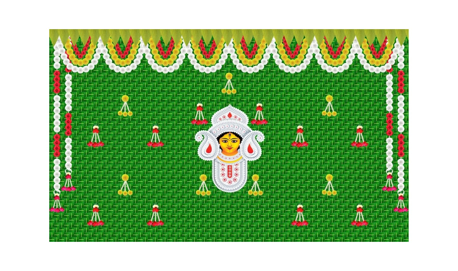 5x8 Feet Durga Fabric Reusable Backdrop Banner for Durga Pooja/Navratri (1036)