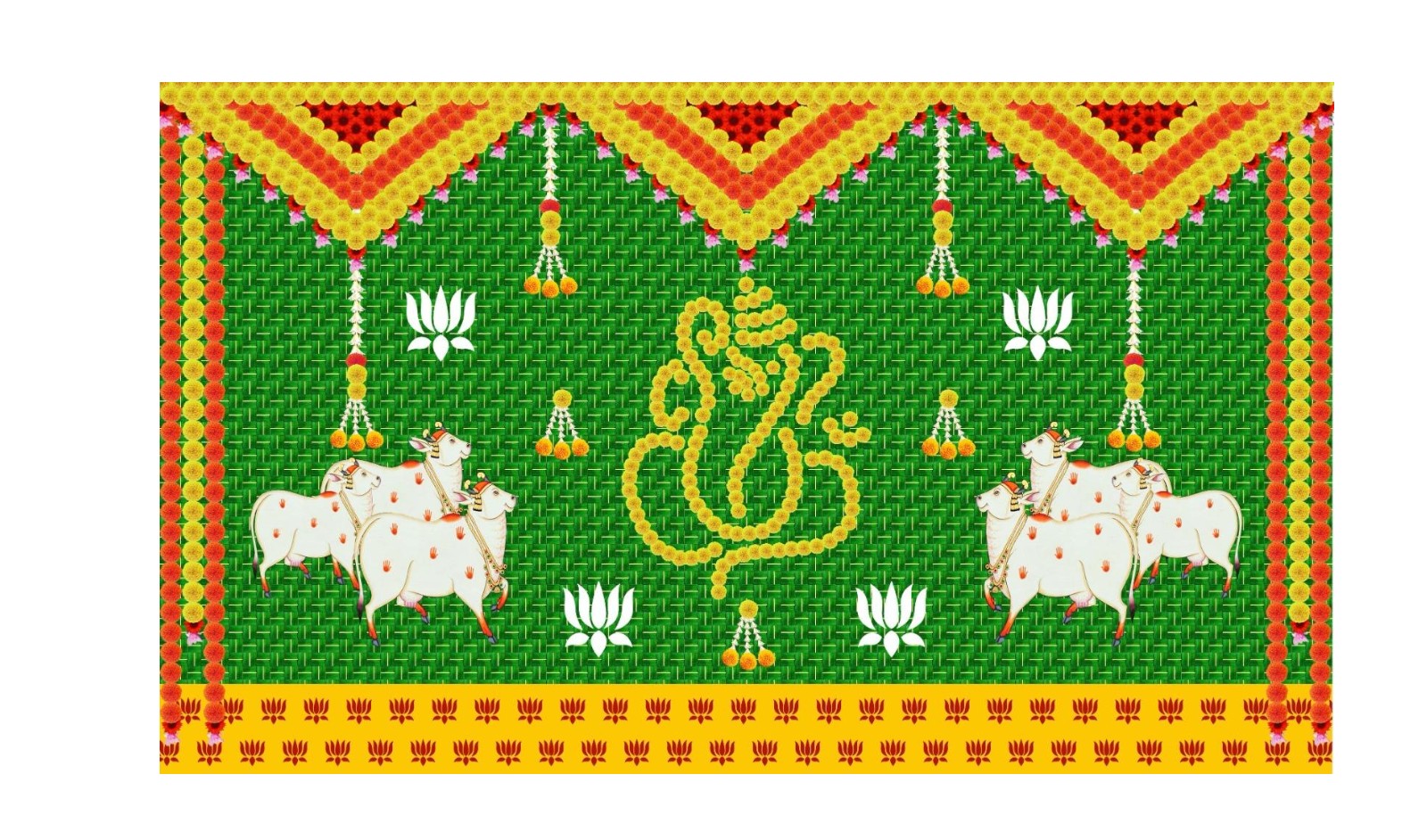 5x8 Feet Fabric Reusable Lord Ganesha Backdrop Banner for Wedding, Housewarming, Any ausipious occaions or pooja (1048)