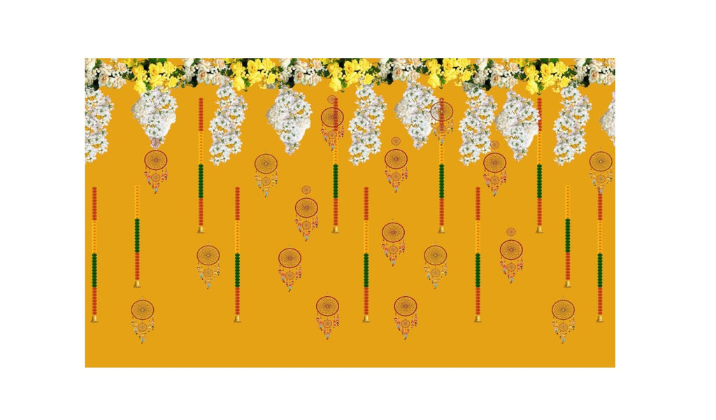 5x8 Feet Fabric Reusable Backdrop Banner for Wedding, Seemantham Ceremony, Housewarming, any Auspicious Occasions or pooja (1080)
