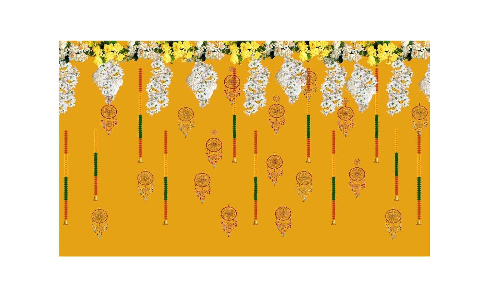 5x8 Feet Fabric Reusable Backdrop Banner for Wedding, Seemantham Ceremony, Housewarming, any Auspicious Occasions or pooja (1080)