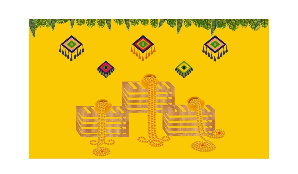 5x8 Feet Fabric Reusable Backdrop Banner for Wedding, Housewarming, any Auspicious Occasions or pooja (1082)