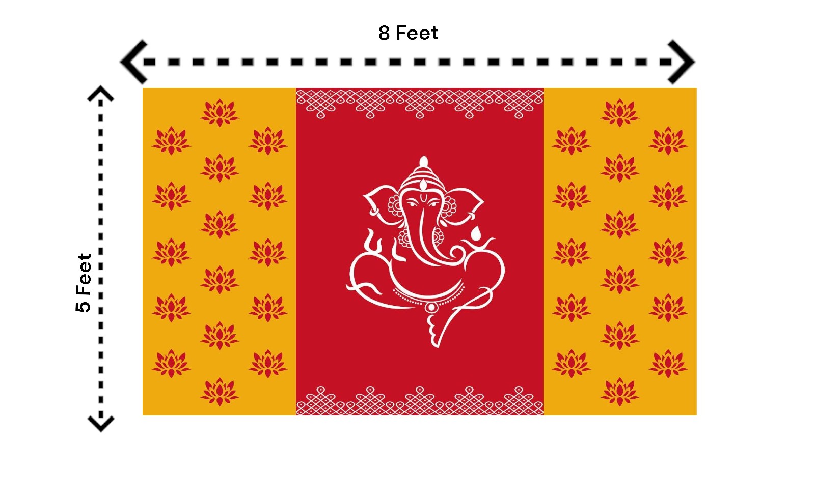 5x8 Feet Fabric Reusable Lord Ganesha Backdrop Banner for Wedding, Housewarming, Any ausipious occaions or pooja (1102)