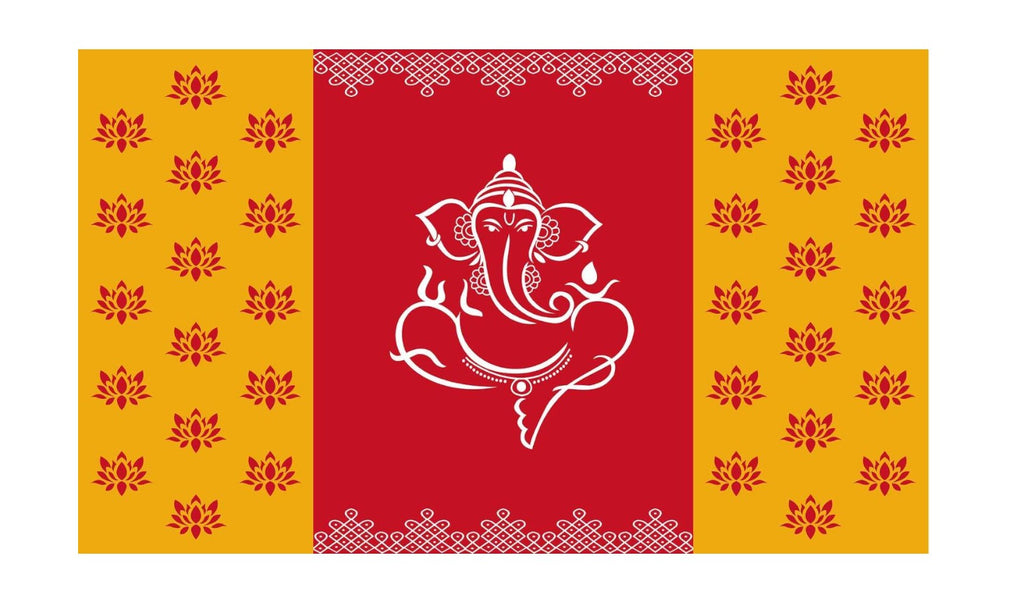5x8 Feet Fabric Reusable Lord Ganesha Backdrop Banner for Wedding, Housewarming, Any ausipious occaions or pooja (1102)