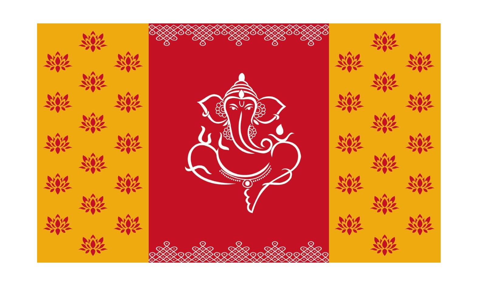 5x8 Feet Fabric Reusable Lord Ganesha Backdrop Banner for Wedding, Housewarming, Any ausipious occaions or pooja (1102)
