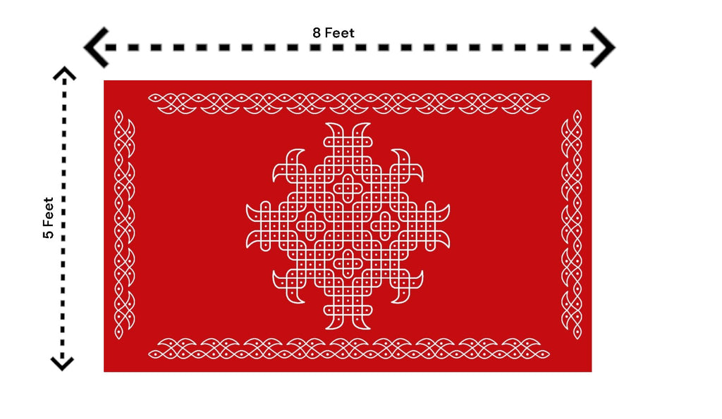 5x8 Feet Fabric Reusable Muggu or Kolam Backdrop Banner for Wedding, Seemantham Ceremony, Housewarming, any Auspicious occasions or pooja (1134)
