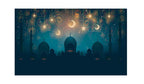 5x8 Feet Fabric Reusable Moon & Star Backdrop Banner for Muslim occasions like Ramadan, Eid al-Fitr, Eid al-Adha, Muslim Weddings (1136)